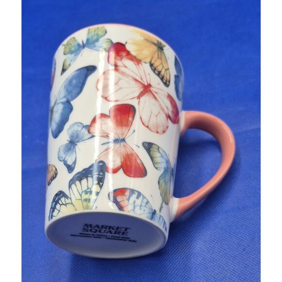 Beautiful Butterfly Oversized Mug Melon Interior 18oz 4.5" Market Square - Picture 6 of 8